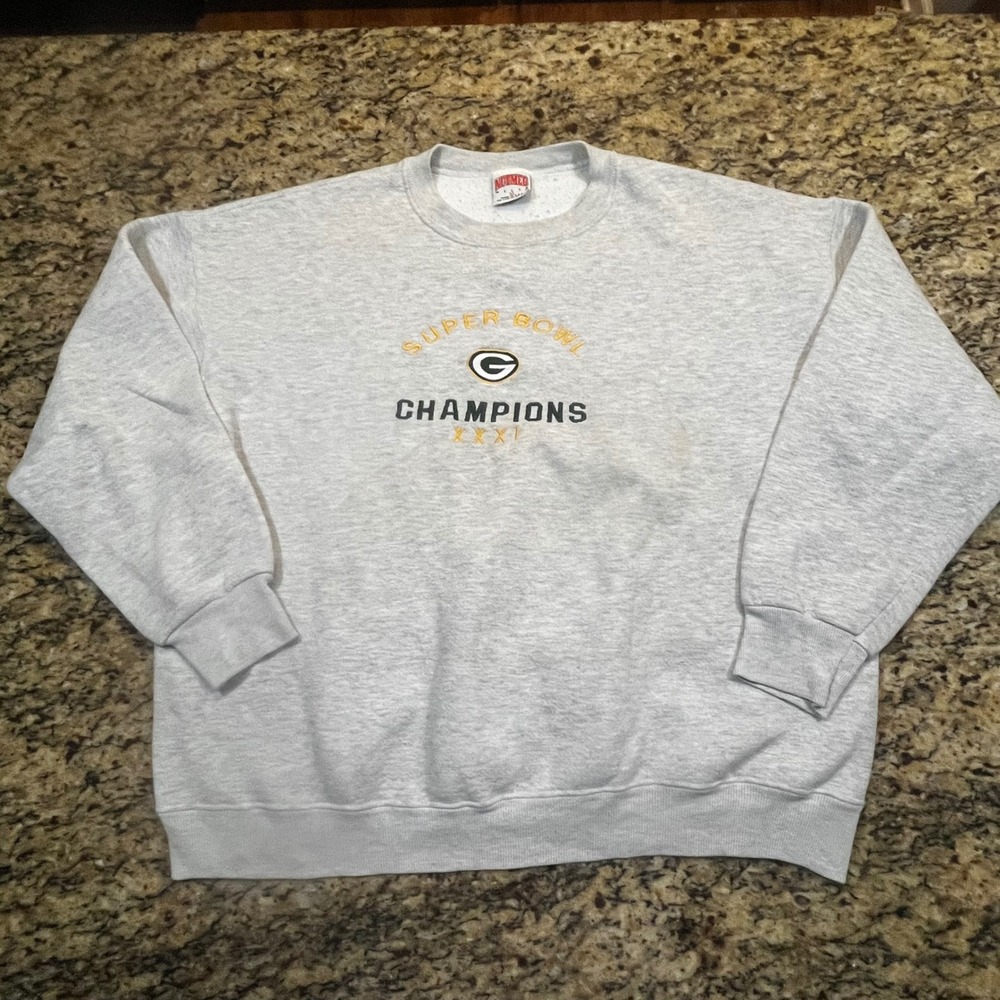Vintage Nutmeg Mills Green Bay Packers Super Bowl XXXI Champions Sweatshirt XL